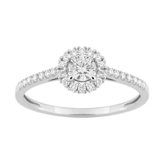 Anillo de oro blanco de 9K y diamantes creados 0,45 ct