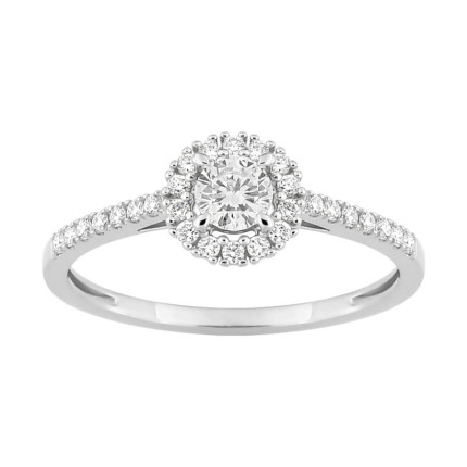 Anel em ouro branco 9k e diamantes criados 0,45 ct