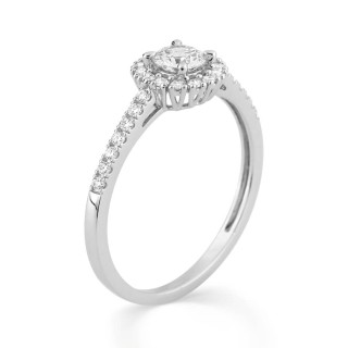 Anillo de oro blanco de 9K y diamantes creados 0,45 ct