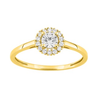 Anillo de oro amarillo de 9K con diamantes creados 0,35 ct