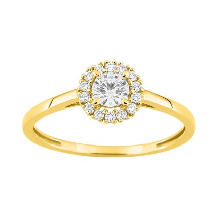 Anel em ouro amarelo de 9K com diamantes criados 0,35 ct