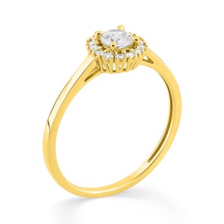 Anel em ouro amarelo de 9K com diamantes criados 0,35 ct