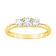 Anel de ouro amarelo de 9K com três diamantes criados de 0,50 ct
