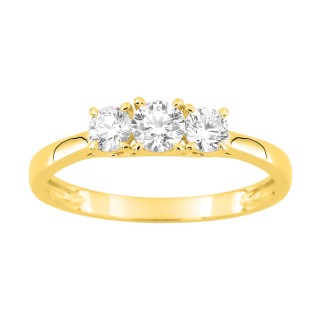 Anillo oro amarillo de 9K con tres diamantes creados de 0,50 ct