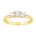 Anillo oro amarillo de 9K con tres diamantes creados de 0,50 ct