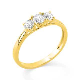 Anillo oro amarillo de 9K con tres diamantes creados de 0,50 ct