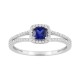 Anillo de oro blanco de 9K con zafiro cojín y diamantes creados de 0,20 ct