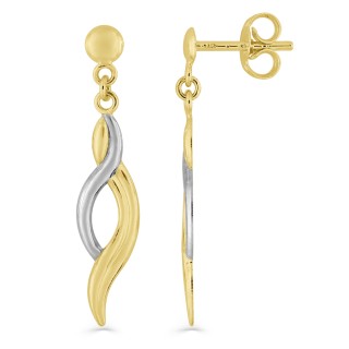 Brincos em ouro Bicolor 9K com pendente de lágrima