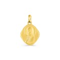 Medalha em ouro amarelo em losango 18K com virgem em oração