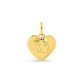 Pendente em ouro amarelo 9K com coração de anjo