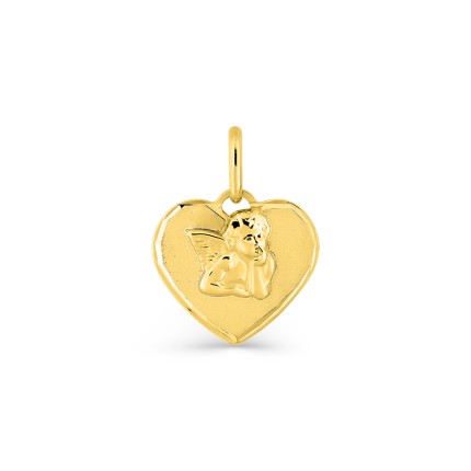 Pendente em ouro amarelo 9K com coração de anjo