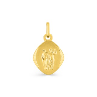 Colgante oval biselado de oro amarillo 9K Zodíaco Géminis