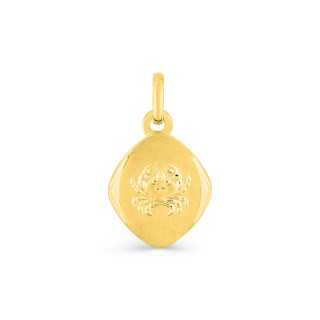 Colgante oval biselado de oro amarillo 9K Zodíaco Cáncer