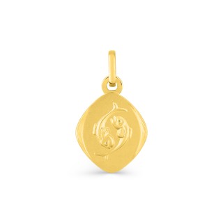Medalha oval em ouro amarelo de 9K peixes