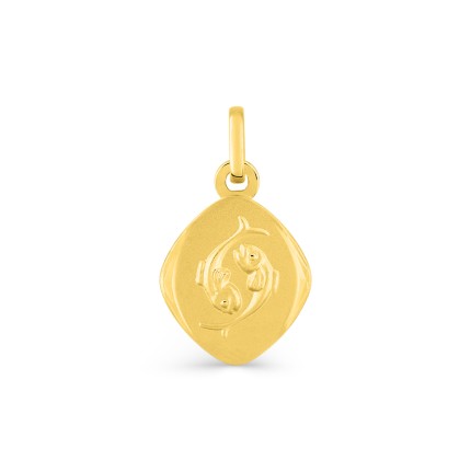 Medalha oval em ouro amarelo de 9K peixes