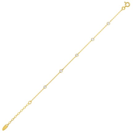 Pulseira plaqueada a ouro com com zircónia de 16CM