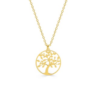 Colar banhado a ouro amarelo com pendente árvore da vida