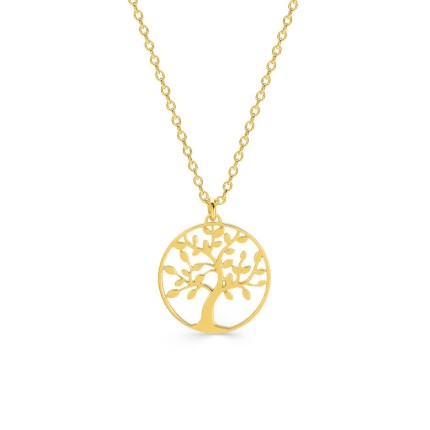 Collar bañado en oro amarillo colgante árbol de la vida