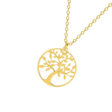 Colar banhado a ouro amarelo com pendente árvore da vida