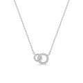 Collar de plata rodiada 42 cm con colgante 2 círculos entrelazados