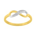 Anillo bañado en oro con infinito bicolor y circonita