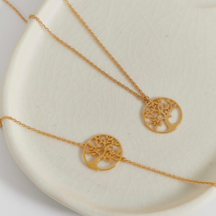 Pulseira da árvore da vida banhada a ouro