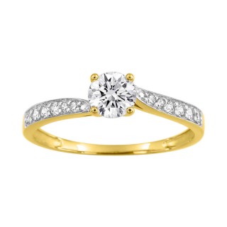 Anillo de oro 9k amarillo y rodio con circonitas