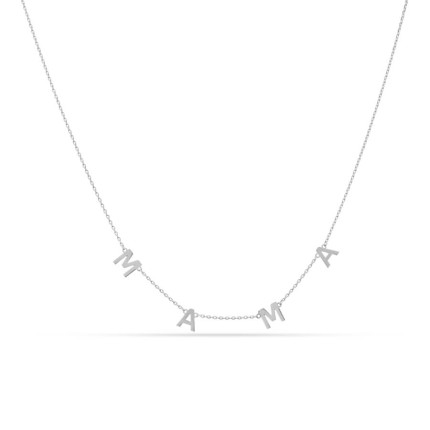 Collar «Mamá», letras separadas, en plata.