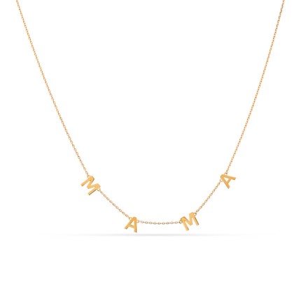 Colar “Mama”, letras separadas, banhado a dourado