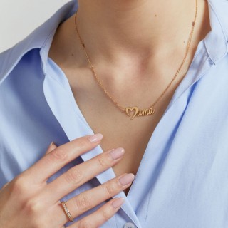 Collar «Mamá» corazón bañado en oro