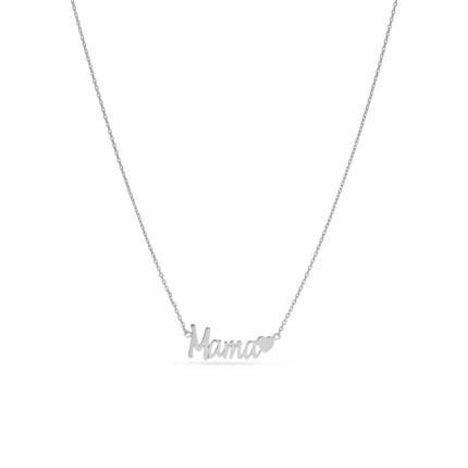 Collar corazón «Mamá», letras unidas, en plata