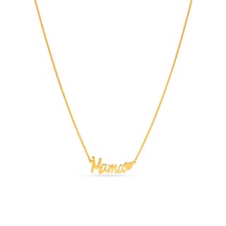 Collar corazón «Mamá», letras unidas, bañado en oro