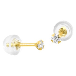 Pendientes de oro amarillo 9K con 4 garras y circonita 2.5MM