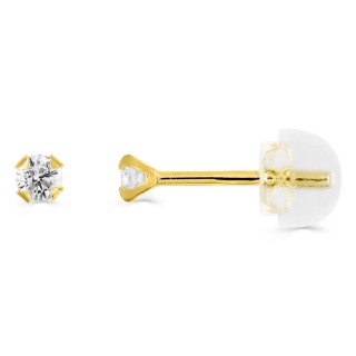 Pendientes de oro amarillo 9K con 4 garras y circonita 2.5MM