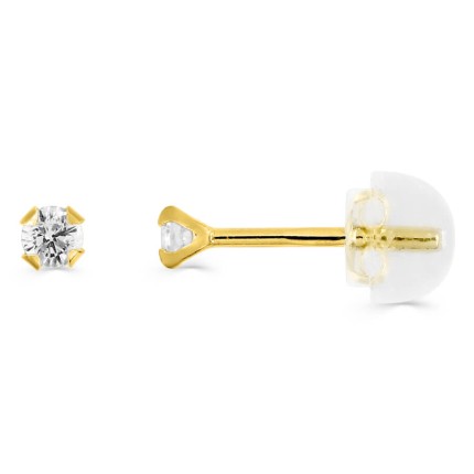 Pendientes de oro amarillo 9K con 4 garras y circonita 2.5MM