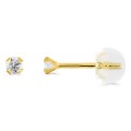 Brincos em ouro amarelo 9K com 4 garras e zircónia de 2.5MM