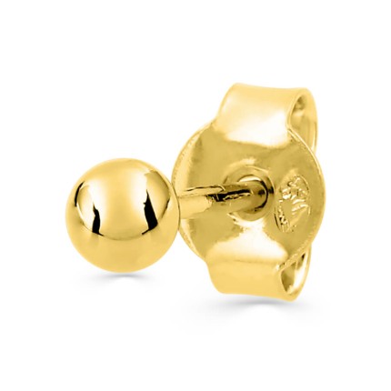 Brinco único de bola banhado a ouro diâmetro 3 mm