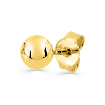 Brinco de bola banhado a ouro vendido individualmente, diâmetro 5 mm