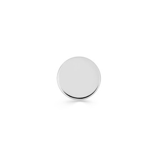 Pendiente de plata rodiada de un solo taco, motivo circular 5 mm