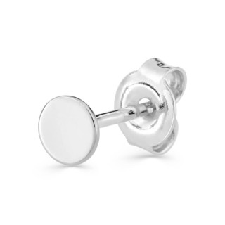 Pendiente de plata rodiada de un solo taco, motivo circular 5 mm