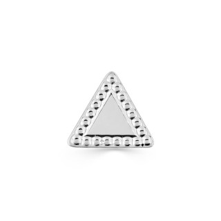 Pendiente de botón de plata rodiada, motivo triangular