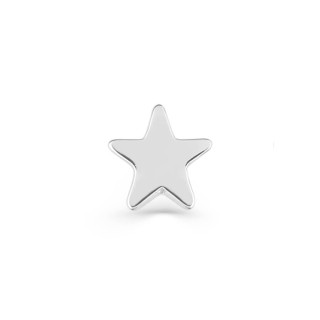Pendiente de botón de plata rodiada, motivo estrella
