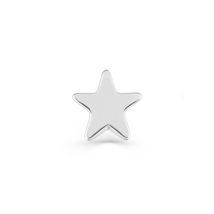 Pendiente de botón de plata rodiada, motivo estrella