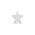 Pendiente de botón de plata rodiada, motivo estrella