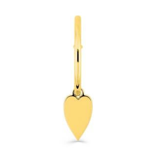 Brinco único em forma de meia argola banhado a ouro, pingente de coração