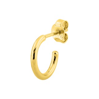 Brinco único de meia argola banhado a ouro, diâmetro 8 mm
