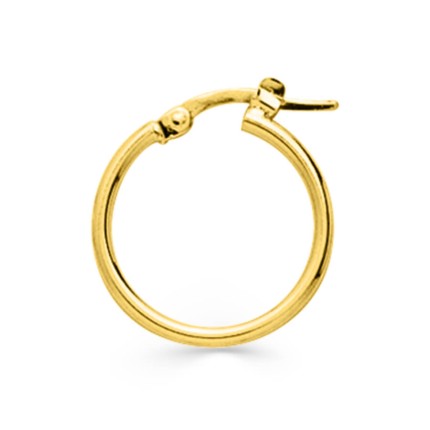Brinco argola único banhado a ouro, diâmetro 15 mm