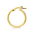 Brinco argola único banhado a ouro, diâmetro 15 mm