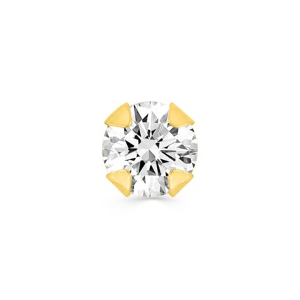 Pendiente de botón bañado en oro y circonita