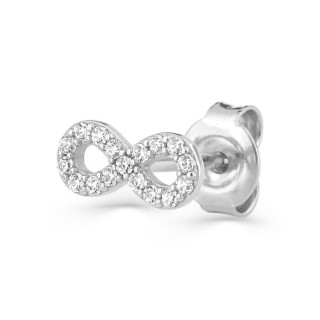 Brinco em prata, motivo do infinito e zircónias